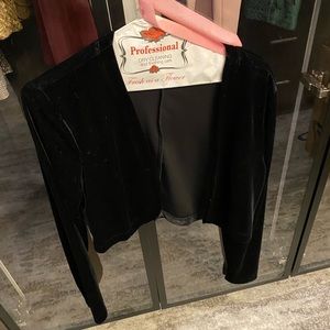 Black velvet dress with velvet overcoat